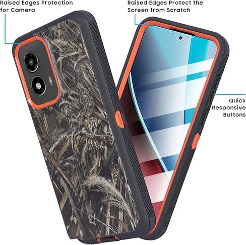 متوافق مع هاتف Motorola Moto G Stylus 5G 2024 مع واقي شاشة مدمج ومشبك حزام دوار لحماية كامل الجسم وغطاء مسند مقاوم للصدمات (مموه) in Kuwait