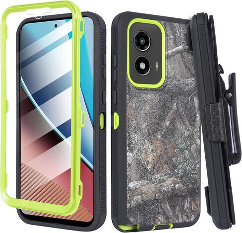متوافق مع هاتف Motorola Moto G Stylus 5G 2024 مع واقي شاشة مدمج ومشبك حزام دوار لحماية كامل الجسم وغطاء مسند مقاوم للصدمات (مموه) in Kuwait