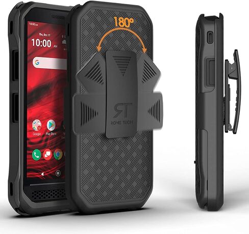 Rome Tech Holster Hard for Kyocera Duraforce Pro 2 5.0 "(2018) مشبك حزام لحافظة الهاتف - مجموعة حافظة للهاتف بحزام كبير نحيف - غطاء هاتف متين مع مسند لـ Duraforce Pro 2 - أسود in Saudi Arabia