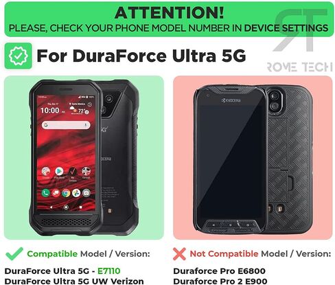 Rome Tech Holster Hard for Kyocera Duraforce Pro 2 5.0 "(2018) مشبك حزام لحافظة الهاتف - مجموعة حافظة للهاتف بحزام كبير نحيف - غطاء هاتف متين مع مسند لـ Duraforce Pro 2 - أسود in Saudi Arabia