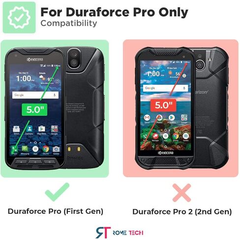 Rome Tech Holster Hard for Kyocera Duraforce Pro 2 5.0 "(2018) مشبك حزام لحافظة الهاتف - مجموعة حافظة للهاتف بحزام كبير نحيف - غطاء هاتف متين مع مسند لـ Duraforce Pro 2 - أسود in Kuwait