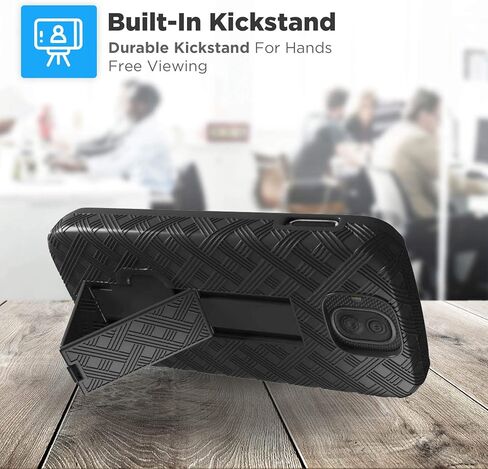 Rome Tech Holster Hard for Kyocera Duraforce Pro 2 5.0 "(2018) مشبك حزام لحافظة الهاتف - مجموعة حافظة للهاتف بحزام كبير نحيف - غطاء هاتف متين مع مسند لـ Duraforce Pro 2 - أسود in Kuwait