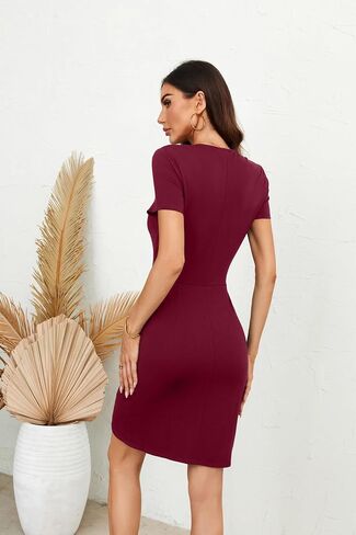 GRACE KARIN Women Wrap Dress 2024 Slim Fit Dress Summer Side Tie Dress Short Sleeve Mini Dress Casual Business Dresses in Saudi Arabia