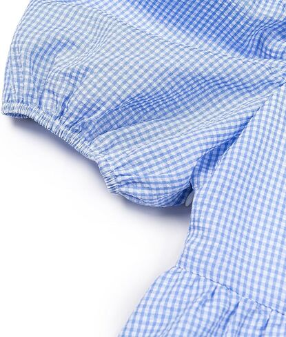 Women's Summer Casual Waist Bubble Sleeve Dress Square Collar A-Line Dress in Kuwait