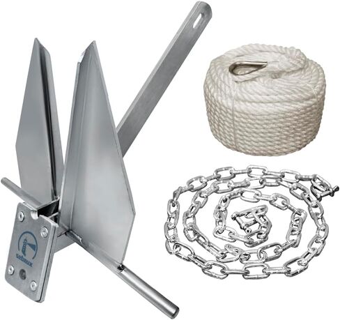 طقم مرساة القارب طقم مرساة فلوك مع سلسلة مرساة وحبل مرساة للقارب مثالي لقارب الصيد العائم للحفاظ على الأمان أو الإرساء in Kuwait