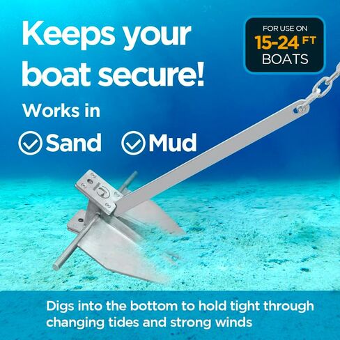 طقم مرساة القارب طقم مرساة فلوك مع سلسلة مرساة وحبل مرساة للقارب مثالي لقارب الصيد العائم للحفاظ على الأمان أو الإرساء in Kuwait