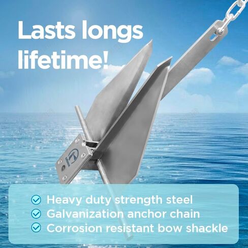 طقم مرساة القارب طقم مرساة فلوك مع سلسلة مرساة وحبل مرساة للقارب مثالي لقارب الصيد العائم للحفاظ على الأمان أو الإرساء in Kuwait