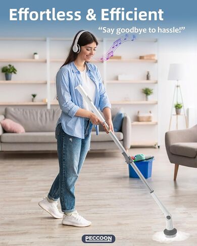 Electric Spin Scrubber, 2024 New Super Quiet Power Cleaning Brush for Bathroom Floor Tile with Long Handle, Cordless Shower Brush with 7 Replaceable Brush Heads, 120Mins Work Time, Dual Speeds in Saudi Arabia