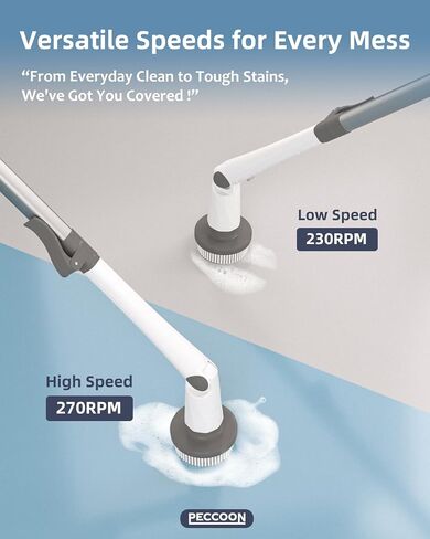 Electric Spin Scrubber, 2024 New Super Quiet Power Cleaning Brush for Bathroom Floor Tile with Long Handle, Cordless Shower Brush with 7 Replaceable Brush Heads, 120Mins Work Time, Dual Speeds in Saudi Arabia