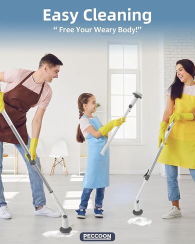 Electric Spin Scrubber, 2024 New Super Quiet Power Cleaning Brush for Bathroom Floor Tile with Long Handle, Cordless Shower Brush with 7 Replaceable Brush Heads, 120Mins Work Time, Dual Speeds in Saudi Arabia