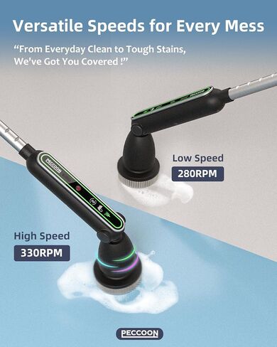 Electric Spin Scrubber, 2024 New Super Quiet Power Cleaning Brush for Bathroom Floor Tile with Long Handle, Cordless Shower Brush with 7 Replaceable Brush Heads, 120Mins Work Time, Dual Speeds in Saudi Arabia
