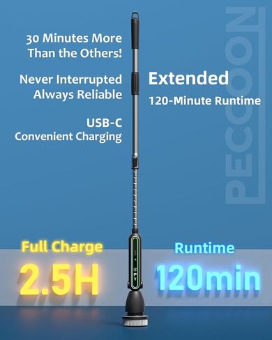 Electric Spin Scrubber, 2024 New Super Quiet Power Cleaning Brush for Bathroom Floor Tile with Long Handle, Cordless Shower Brush with 7 Replaceable Brush Heads, 120Mins Work Time, Dual Speeds in Saudi Arabia