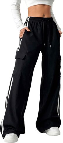 SOLY HUX Women's Baggy Wide Leg Sweatpants Drawstring High Waist Cargo Pants Streetwear in Saudi Arabia