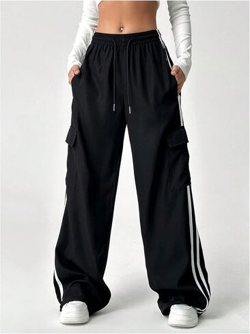 SOLY HUX Women's Baggy Wide Leg Sweatpants Drawstring High Waist Cargo Pants Streetwear in Saudi Arabia