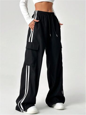 SOLY HUX Women's Baggy Wide Leg Sweatpants Drawstring High Waist Cargo Pants Streetwear in Saudi Arabia