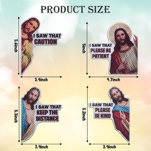 4 قطع يسوع رأيت ذلك المغناطيس الجديد للسائق للسيارة المضحكة للطلاب، ملصق مغناطيسي للسلامة للسائق الصاعد، مصد تحذير عاكس للضوء، حافظ على علامة تحذير المسافة، يرجى التحلي بالصبر، مغناطيس السيارة in Kuwait