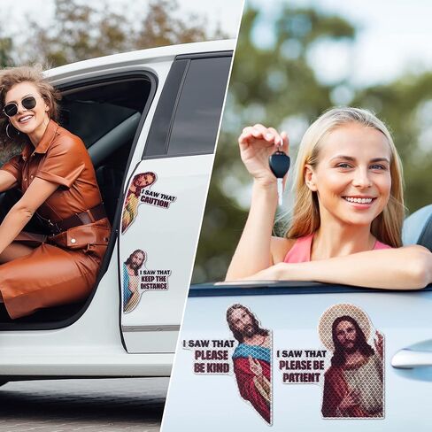 4 قطع يسوع رأيت ذلك المغناطيس الجديد للسائق للسيارة المضحكة للطلاب، ملصق مغناطيسي للسلامة للسائق الصاعد، مصد تحذير عاكس للضوء، حافظ على علامة تحذير المسافة، يرجى التحلي بالصبر، مغناطيس السيارة in Kuwait