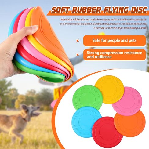 6 Pieces Flying Discs for Kids Soft Rubber Dog Training Flying Discs Outdoor Playing Disk Flyer for Kindergarten Teaching Children Pets Backyard Lawn Games Birthday Sports Themed Party, 6 Color in Saudi Arabia