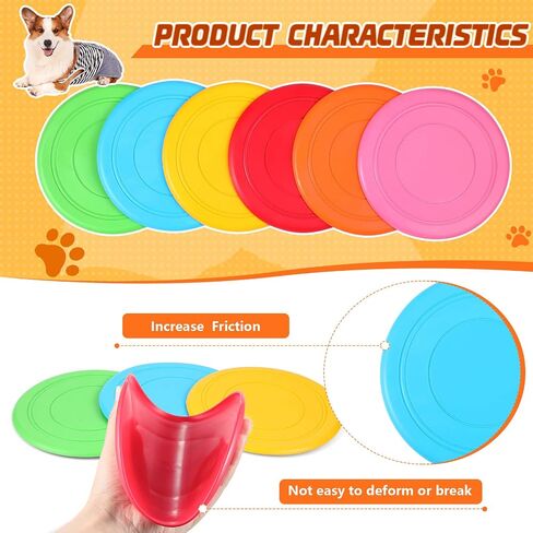 6 Pieces Flying Discs for Kids Soft Rubber Dog Training Flying Discs Outdoor Playing Disk Flyer for Kindergarten Teaching Children Pets Backyard Lawn Games Birthday Sports Themed Party, 6 Color in Saudi Arabia