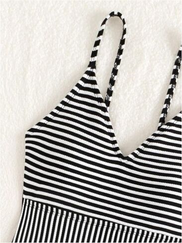 SweatyRocks Girl's Striped One Piece Swimsuit V Neck High Waist Bathing Suit Swimwear in Saudi Arabia
