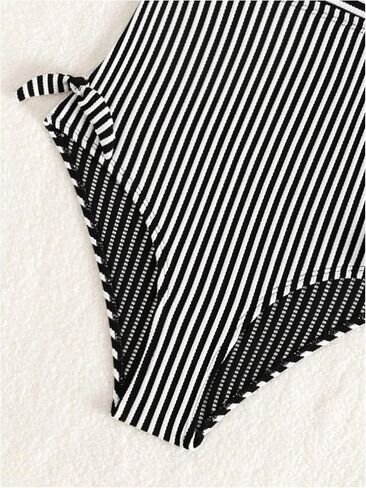 SweatyRocks Girl's Striped One Piece Swimsuit V Neck High Waist Bathing Suit Swimwear in Saudi Arabia