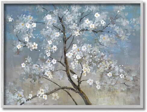 Stupell Industries Flower Tree Blooms Blue Painting Black Framed Wall Art, 16 x 20, Design by Artist Main Line Studio in Saudi Arabia