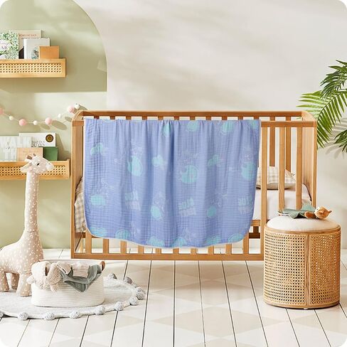Ultra Soft 100% Cotton Muslin Infant Baby Throw Blanket Gauze Quilt, Breathable Versatile Swaddle and Crib Bed Blankets for Newborn Baby Toddler Boy Girl Crib, Stroller, Bassinet, Nap, Daycare, Travel in Saudi Arabia