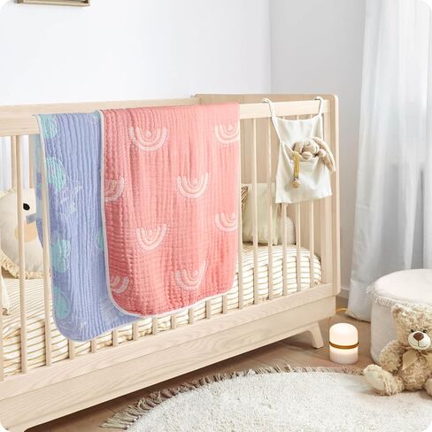 Ultra Soft 100% Cotton Muslin Infant Baby Throw Blanket Gauze Quilt, Breathable Versatile Swaddle and Crib Bed Blankets for Newborn Baby Toddler Boy Girl Crib, Stroller, Bassinet, Nap, Daycare, Travel in Saudi Arabia