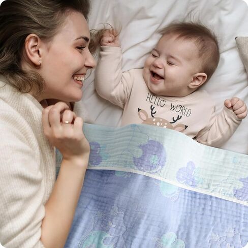 Ultra Soft 100% Cotton Muslin Infant Baby Throw Blanket Gauze Quilt, Breathable Versatile Swaddle and Crib Bed Blankets for Newborn Baby Toddler Boy Girl Crib, Stroller, Bassinet, Nap, Daycare, Travel in Saudi Arabia