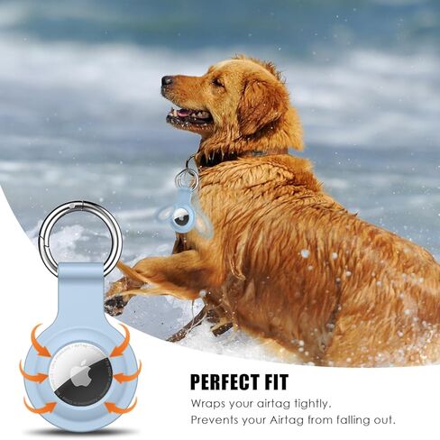 حامل بطاقات Airtag من R-fun، حافظة Apple Air Tag مكونة من 4 عبوات مع سلسلة مفاتيح معدنية، حماية متعددة الألوان للأمتعة، طوق الكلب، المفاتيح (أسود، أزرق، أزرق سماوي، أخضر) in Kuwait