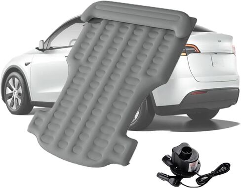 Tesla Model Y Camping Mattress - Portable Tesla Model Y Car Air Mattress Sleeping Pad with Pillow, Air Pump & Storage Bag, Tesla Accessories Inflatable Bed for Travel丨Twin Size Gray in Kuwait