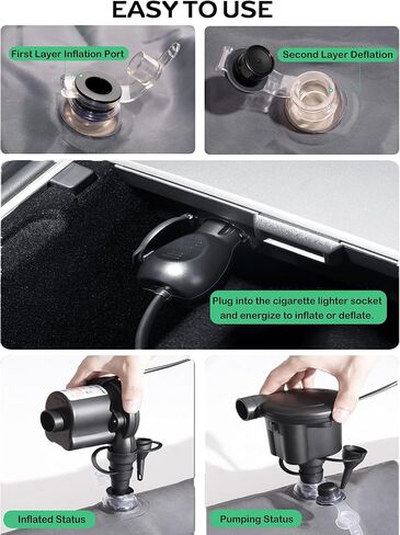 Tesla Model Y Camping Mattress - Portable Tesla Model Y Car Air Mattress Sleeping Pad with Pillow, Air Pump & Storage Bag, Tesla Accessories Inflatable Bed for Travel丨Twin Size Gray in Kuwait