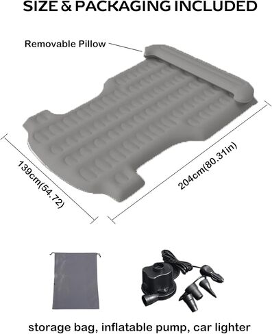 Tesla Model Y Camping Mattress - Portable Tesla Model Y Car Air Mattress Sleeping Pad with Pillow, Air Pump & Storage Bag, Tesla Accessories Inflatable Bed for Travel丨Twin Size Gray in Kuwait