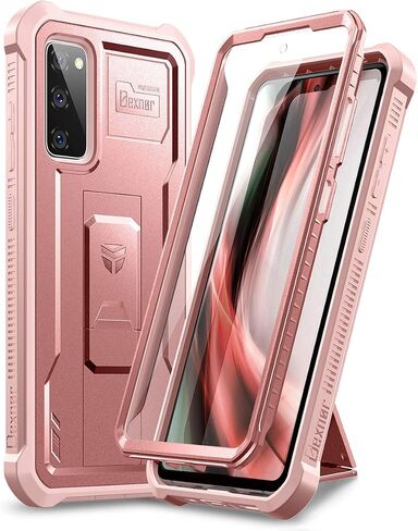 حافظة Dexnor لهاتف Samsung Galaxy S20 FE، [واقي شاشة مدمج ومسند] غطاء حماية مقاوم للصدمات عالي التحمل من الدرجة العسكرية لهاتف Samsung Galaxy S20 FE 5G، 6.5 بوصة أسود in Saudi Arabia