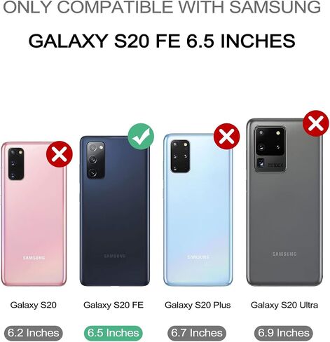 حافظة Dexnor لهاتف Samsung Galaxy S20 FE، [واقي شاشة مدمج ومسند] غطاء حماية مقاوم للصدمات عالي التحمل من الدرجة العسكرية لهاتف Samsung Galaxy S20 FE 5G، 6.5 بوصة أسود in Saudi Arabia