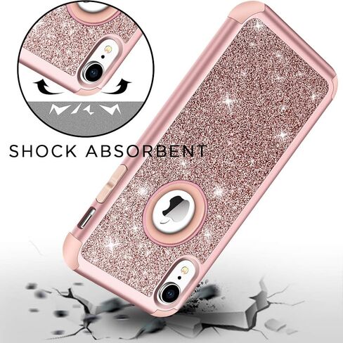 Hython متوافق مع iPhone XR Case، شديد التحمل لكامل الجسم واقٍ لامع لامع وغطاء صلب مدرع هجين مقاوم للصدمات من مطاط السيليكون مقاس 6.1 بوصة، ذهبي وردي in Kuwait