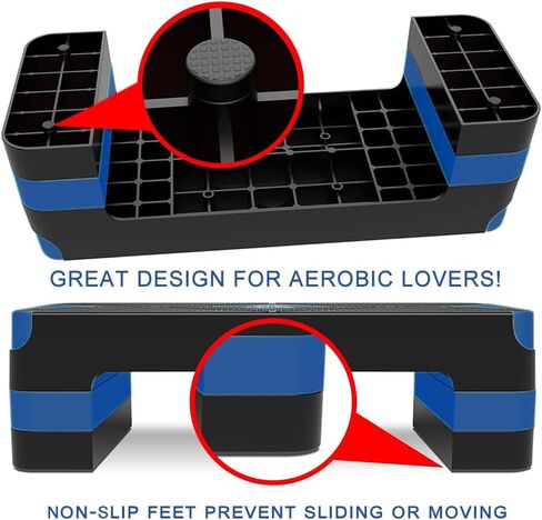 EVERYMILE Aerobic Exercise Step, Adjustable Aerobic Stepper for Exercise, Workout Step Platform, Step Up Box, 26.5" Step Deck with 4" 6" 8" Adjustable Height Risers, Women Home Gym Fitness in Saudi Arabia