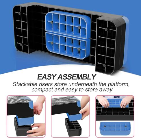 EVERYMILE Aerobic Exercise Step, Adjustable Aerobic Stepper for Exercise, Workout Step Platform, Step Up Box, 26.5" Step Deck with 4" 6" 8" Adjustable Height Risers, Women Home Gym Fitness in Saudi Arabia