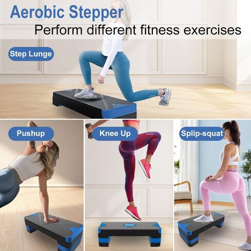 EVERYMILE Aerobic Exercise Step, Adjustable Aerobic Stepper for Exercise, Workout Step Platform, Step Up Box, 26.5" Step Deck with 4" 6" 8" Adjustable Height Risers, Women Home Gym Fitness in Saudi Arabia