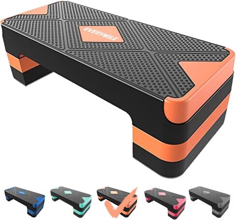 EVERYMILE Aerobic Exercise Step, Adjustable Aerobic Stepper for Exercise, Workout Step Platform, Step Up Box, 26.5" Step Deck with 4" 6" 8" Adjustable Height Risers, Women Home Gym Fitness in Saudi Arabia