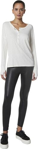 Andrew Marc Women's Long Sleeve Ribbed Vented Henley in Saudi Arabia