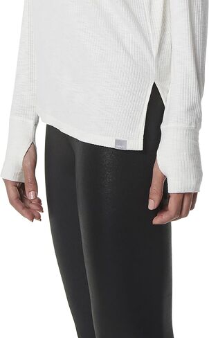 Andrew Marc Women's Long Sleeve Ribbed Vented Henley in Saudi Arabia