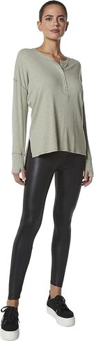 Andrew Marc Women's Long Sleeve Ribbed Vented Henley in Saudi Arabia