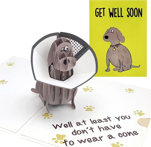 Funny Pop Up Get Well Soon Card, Humorous 3D Speedy Surgery Recovery Card for Friends Patient, Lovely Sympathy Cards for Men Women, At Least You Don't Have to Wear A Cone, Pug Cone Card in Saudi Arabia