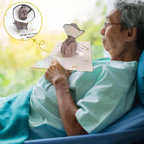Funny Pop Up Get Well Soon Card, Humorous 3D Speedy Surgery Recovery Card for Friends Patient, Lovely Sympathy Cards for Men Women, At Least You Don't Have to Wear A Cone, Pug Cone Card in Saudi Arabia