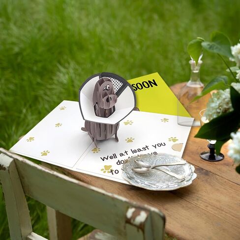 Funny Pop Up Get Well Soon Card, Humorous 3D Speedy Surgery Recovery Card for Friends Patient, Lovely Sympathy Cards for Men Women, At Least You Don't Have to Wear A Cone, Pug Cone Card in Saudi Arabia