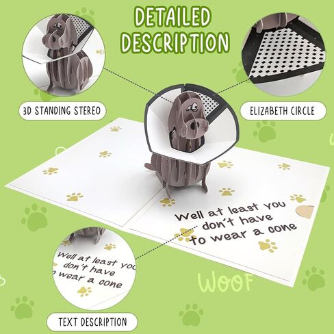 Funny Pop Up Get Well Soon Card, Humorous 3D Speedy Surgery Recovery Card for Friends Patient, Lovely Sympathy Cards for Men Women, At Least You Don't Have to Wear A Cone, Pug Cone Card in Saudi Arabia