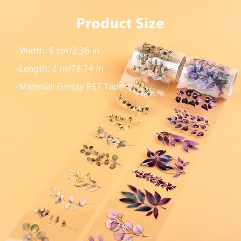 Washi Tape, PET Decorative Adhesive Aesthetic Tapes for Scrapbooking Bullet Junk Journaling Supplies, Planners and DIY Crafts (Sunflower & Dream Bouquet) in Kuwait