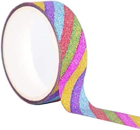 30 لفة من أشرطة لاصقة لامعة بألوان قوس قزح، شريط حرفي زخرفي، أشرطة ملونة متدرجة، أشرطة مخططة قطرية، مجموعة لتغليف الهدايا بنفسك وتغليف الهدايا (خطوط قطرية) in Kuwait