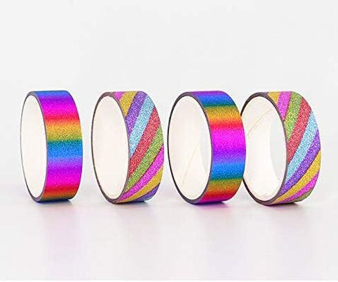 30 لفة من أشرطة لاصقة لامعة بألوان قوس قزح، شريط حرفي زخرفي، أشرطة ملونة متدرجة، أشرطة مخططة قطرية، مجموعة لتغليف الهدايا بنفسك وتغليف الهدايا (خطوط قطرية) in Kuwait